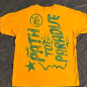 Hellstar Path to Paradise Yellow Graphic Tee Balenciaga streetwear